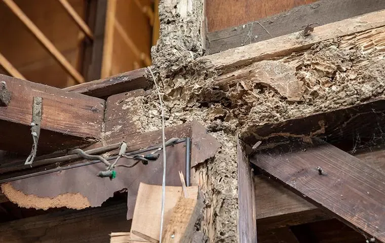 Rodent damage to attic framing, insulation, and chewed wiring in a Uintah Basin home
